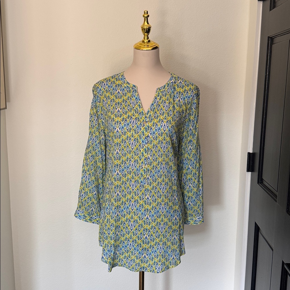 Grand & Greene Vibrant Blue and Green Blouse